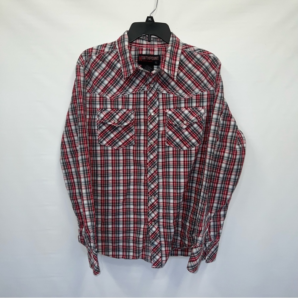 Northpoint Snap Up Adult XL Mens Multicolor Long Sleeve 100% Cotton Shirt
